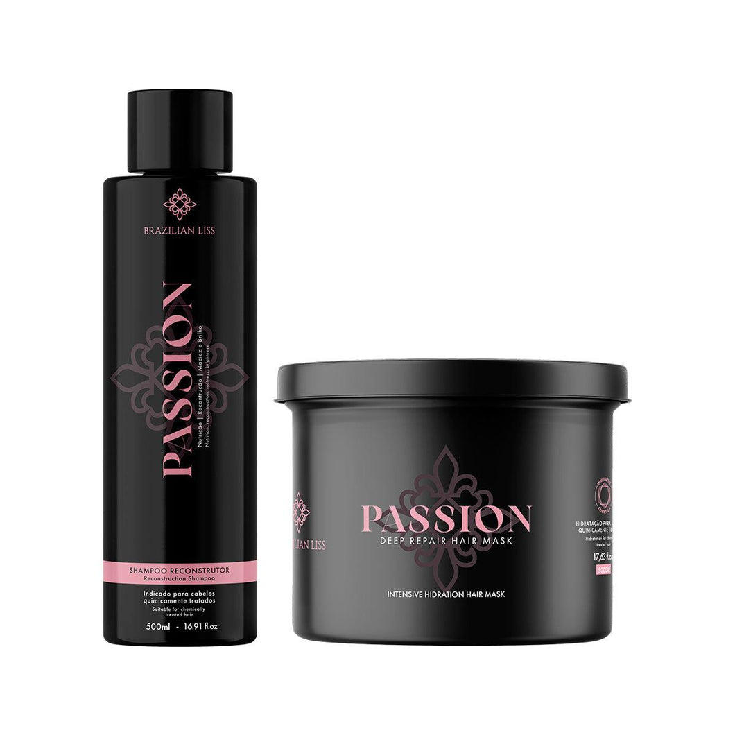 Kit Deep Repair Passion Shampoo and Mask - 500gr / 17.63 fl.oz - Brazilian liss Professional
